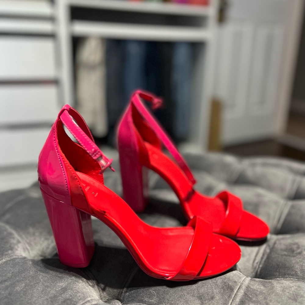 Call It Spring Block Red&Pink Heels - image 6